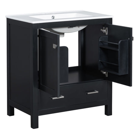 Bathroom Vanity With Single Sink, Combo Cabinet Undermount Sink, Bathroom Storage Cabinet With Two Doors And A Drawer, Soft Closing, Multifunctional Storage, Solid Wood Frame HouseOfZazla