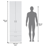 Armoire Organiser, Two Shelves, Rod, Double Door Cabinet Armoire