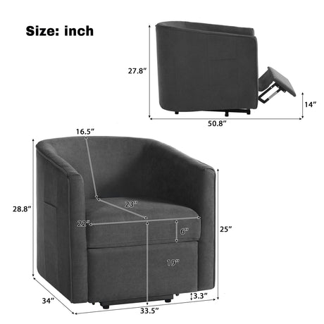 Power Lift Recliner Barrel Shape Reclining Chair With Footrest And Side Pocket HouseOfZazla