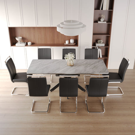 Modern Extendable Dining Table Set With Soft Padded Armless Chairs HouseOfZazla