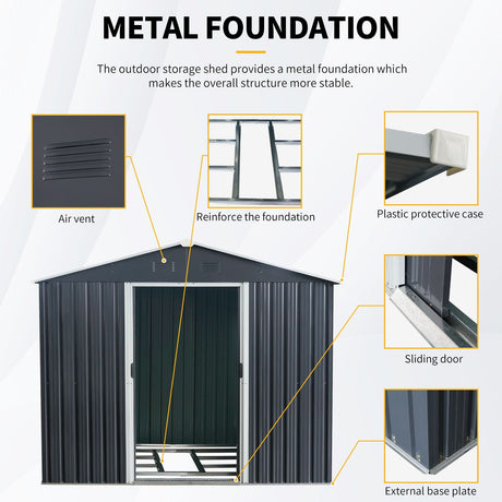 Outdoor Metal Storage Shed With Floor Base HouseOfZazla