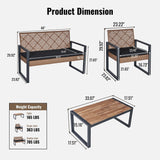 4 Piece Patio Furniture Set With Acacia Wood Table Top And Cushions