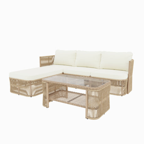 Outdoor PE Rattan Patio Furniture Set with Iron Frame HouseOfZazla