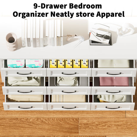 9 Drawer White Metal Dresser with Quiet-Glide Rails HouseOfZazla