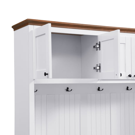 Entryway Hall Tree With Storage Bench, Coat Rack Shoe Bench With Cabinets HouseOfZazla