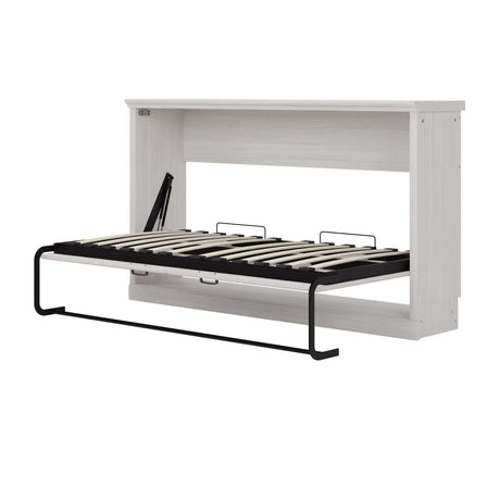 Twin Size Horizontal Murphy Bed With Dual Piston System, Space Saving Wall Bed Folds Into Cabinet - Rustic White HouseOfZazla