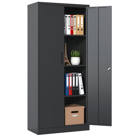 Heavy Metal Garage Storage Cabinet With Locking Doors, Steel, Adjustable Shelves HouseOfZazla