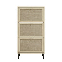 Modern Rattan 3 Door Shoe Rack Cabinet for Entryway HouseOfZazla
