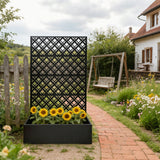 Rhombus Black Metal Planter Raised Garden Bed with Trellis