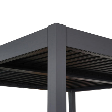 Byron Black Outdoor Pergola Aluminum with Adjustable Louvered Roof HouseOfZazla
