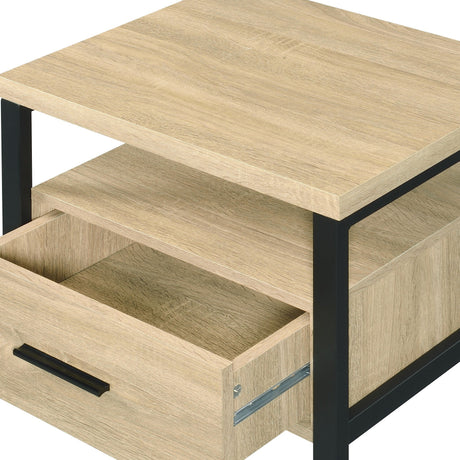 Oak Finish Nightstand with 1 Drawer and 1 Shelf HouseOfZazla