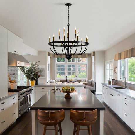 15-Light Industrial Iron Candle Chandelier Modern Farmhouse Pendant Light HouseOfZazla