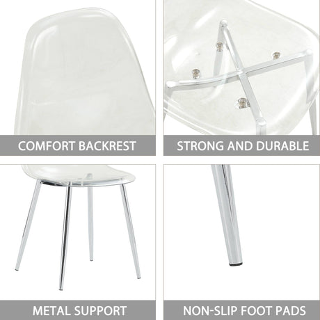 Modern Minimalist Transparent Dining Chair - 6-Piece Set HouseOfZazla