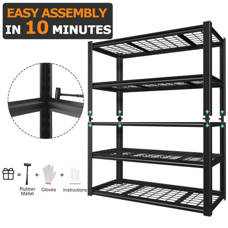 Garage Storage Rack, 5 Layer Adjustable Shelving Unit For Warehouse - Black HouseOfZazla