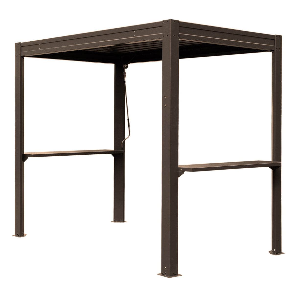8x5 Ft Grill Louvered Pergola with Adjustable Roof and Built-in Gutter