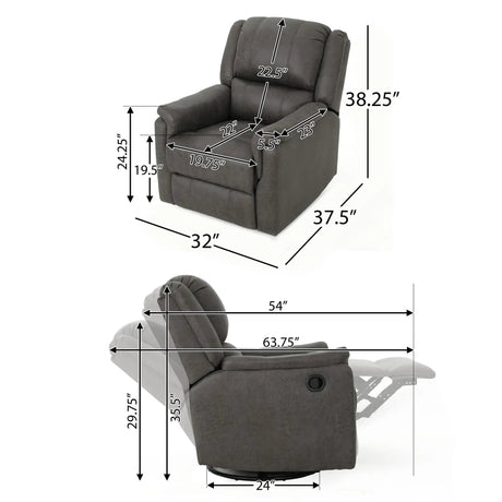 Contemporary Glider Recliner With Swivel Function HouseOfZazla