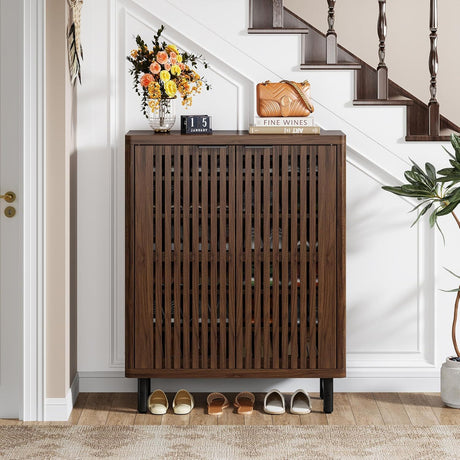 6 Tier Shoe Cabinet With Louvered Doors HouseOfZazla