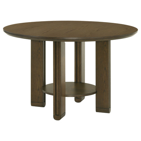 Crispin - 5 Piece Round Dining Table Set With Upholstered Chairs - Brown HouseOfZazla