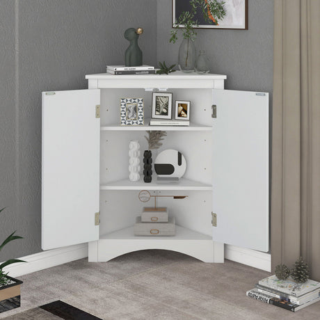 Triangle Bathroom Storage Cabinet With Adjustable Shelves, Freestanding Floor Cabinet For Home Kitchen HouseOfZazla