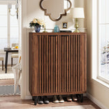 6 Tier Shoe Cabinet With Louvered Doors