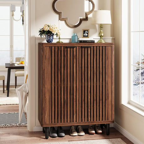 6 Tier Shoe Cabinet With Louvered Doors HouseOfZazla