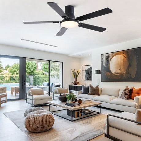Flush Mount Ceiling Fans With LED Light And Remote Control, 5 Blades HouseOfZazla