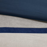 7 Piece Faux Suede Comforter Set Blue Queen