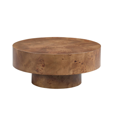 31.49" Burl Wood Veneer Round Coffee Table HouseOfZazla