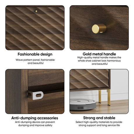Shoe Cabinet, Freestanding Organizer For Entryway - Walnut HouseOfZazla