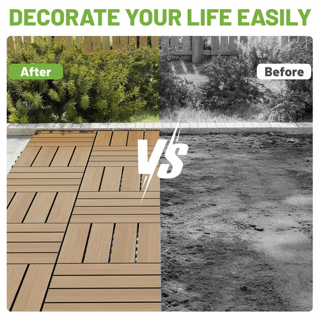 27 Pcs Interlocking Deck Tiles 12" x 12" HDPE Outdoor Flooring HouseOfZazla