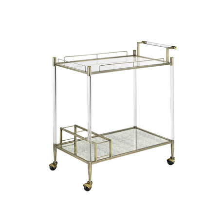 Cirro Antique Mirror Wire Brass Serving Cart HouseOfZazla