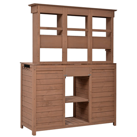 Topmax 65.7'' Tall Garden Potting Bench Table with Hutch HouseOfZazla