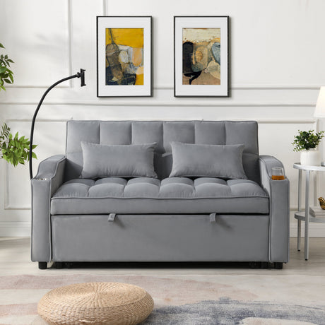 Modern Velvet Loveseat Futon Sofa Couch with Pullout Bed HouseOfZazla