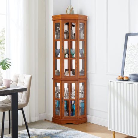 Corner Curio Cabinet With 5 Shelves And Lighting System HouseOfZazla