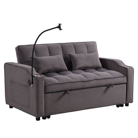 Modern Loveseat Futon Sofa With Pullout Bed, Adjustable Reclining Backrest, Toss Pillows HouseOfZazla