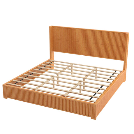 Solid Wood Platform Bed Frame with Headboard, King Size HouseOfZazla