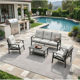 Patio Furniture Set with Coffee Table and Cushions for Backyard