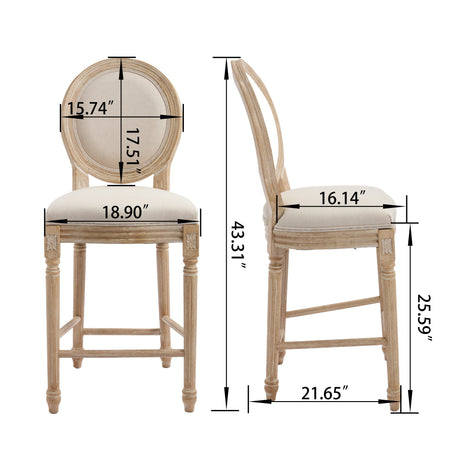 French Country 26'' Height Bar Chairs Set of 2 HouseOfZazla