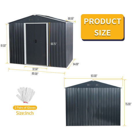 Outdoor Metal Storage Shed With Floor Base HouseOfZazla