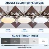 Large Ceiling Fan With Dimmable LED Light 8 Blades Remote Control, Reversible DC Motor