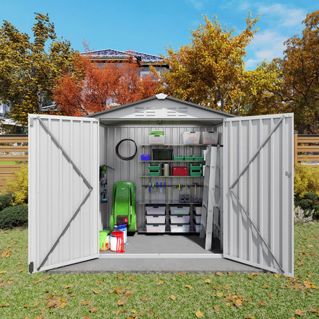 Garden Tool Shed Metal Storage Shed With Peaked Roof Waterproof Lockable Door HouseOfZazla