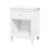Nightstand With 1 Drawer and 1 Shelf - White