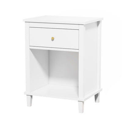 Nightstand With 1 Drawer and 1 Shelf - White