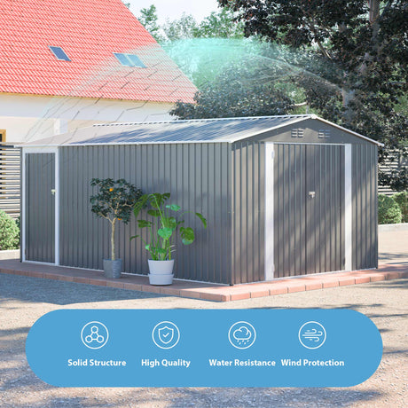 10x14 Ft Outdoor Metal Storage Shed HouseOfZazla