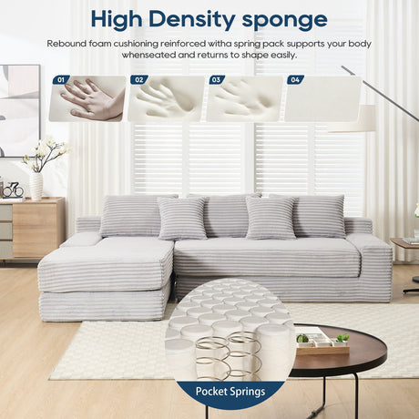 Modern L - Shaped Sectional Couch With Memory Foam HouseOfZazla