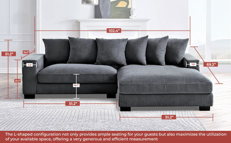 Luxe - Oversized 2 Piece Sectional Couches For Living Room, L Shaped Sofa With Chaise HouseOfZazla