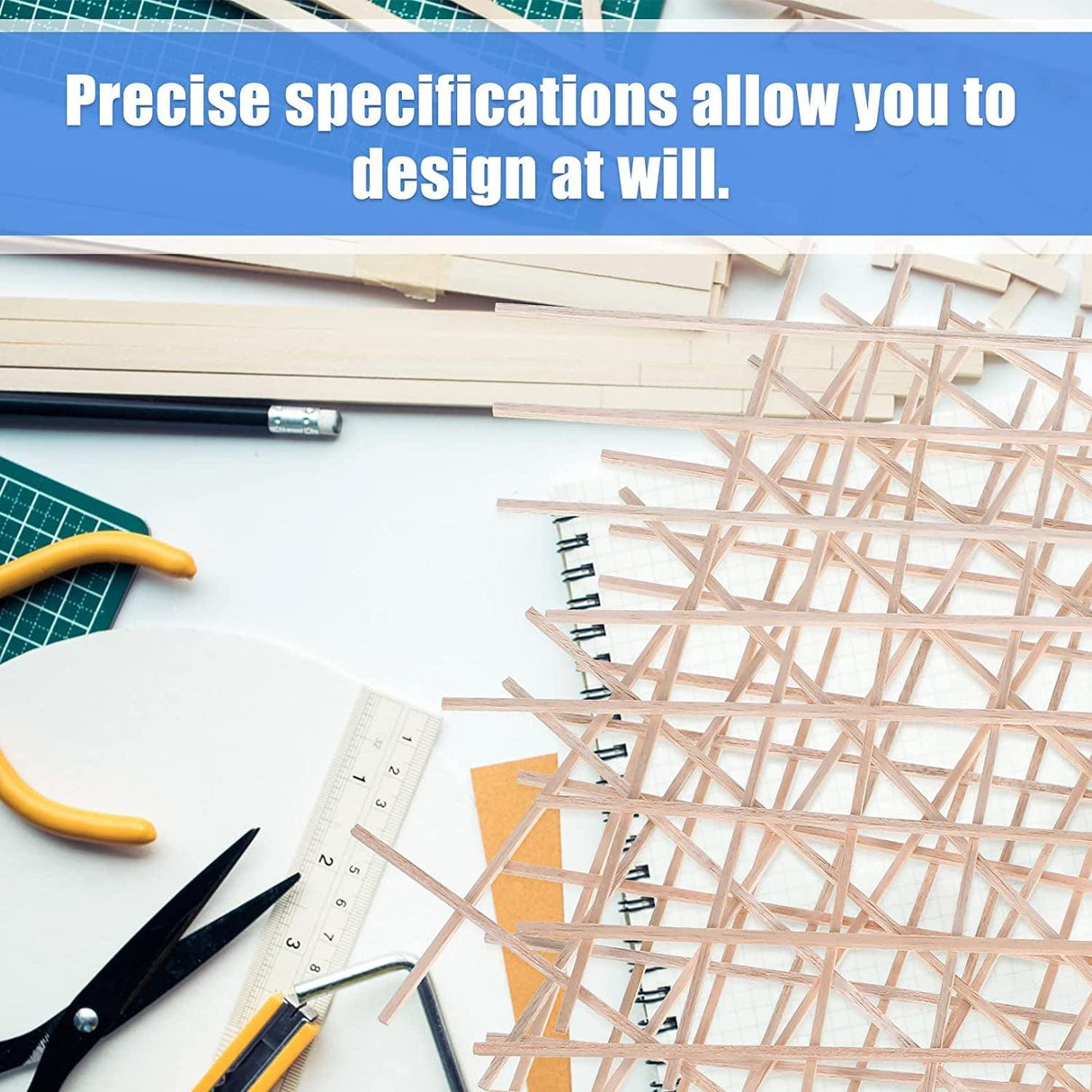 Balsa Wood Sticks 1/8 X 1/8 X 12 Inch Hardwood Square Dowels Unfinished Wooden Strips (60 Pieces) WoodArtSupply