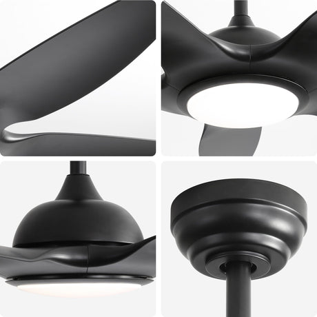 Ceiling Fan With Dimmable LED Light And Remote Control, 5 Blades DC Motor - Black HouseOfZazla