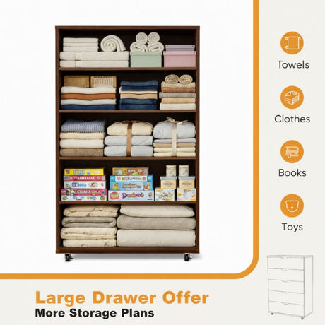 Modern 5 Drawer Dresser With Wheels HouseOfZazla