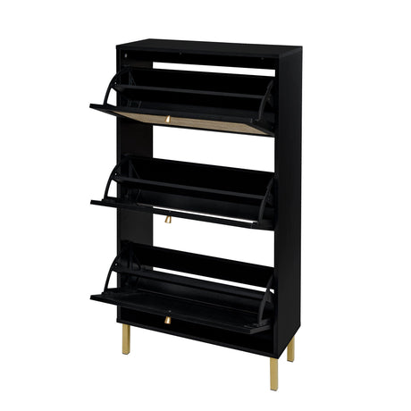 Modern Rattan 3 Door Shoe Rack Cabinet for Entryway HouseOfZazla
